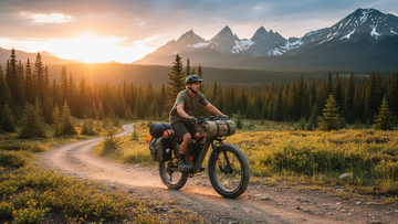 Himiway D5 2.0 e-bike loaded for multi-day bikepacking adventure in the backcountry wilderness