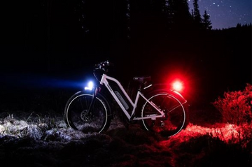 riding off road electric bike at night