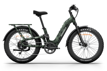 Himiway D5 2.0 Camo full suspension fat tire hunting electric bike, left side view.