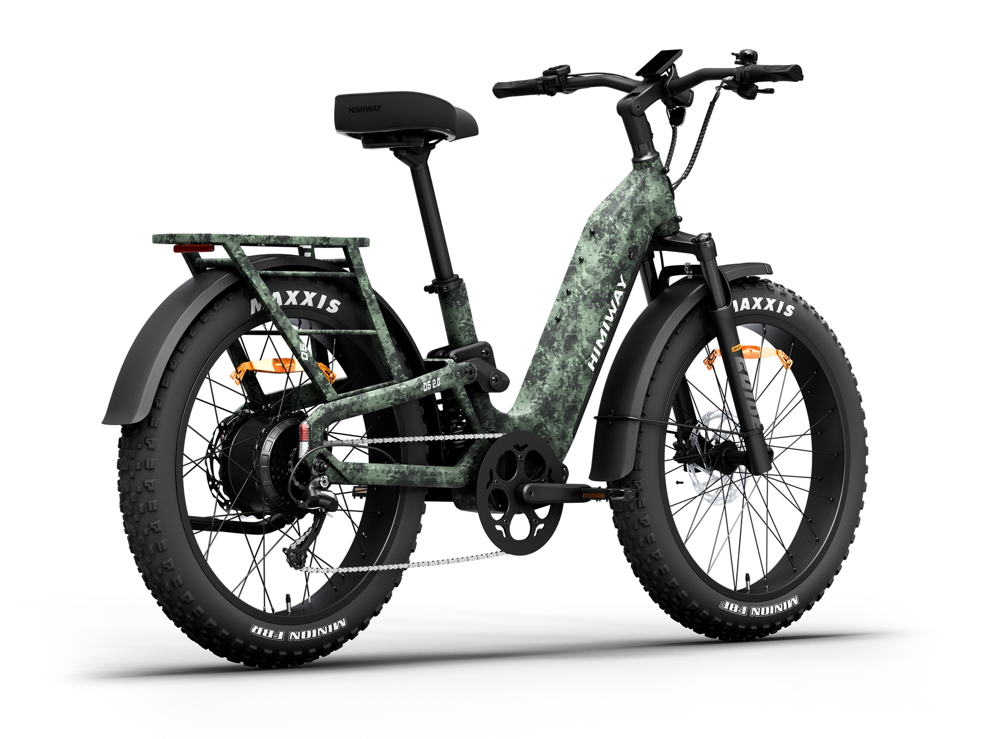 Himiway D5 2.0 Camo full suspension fat tire electric bike, rear-right-three-quarter view