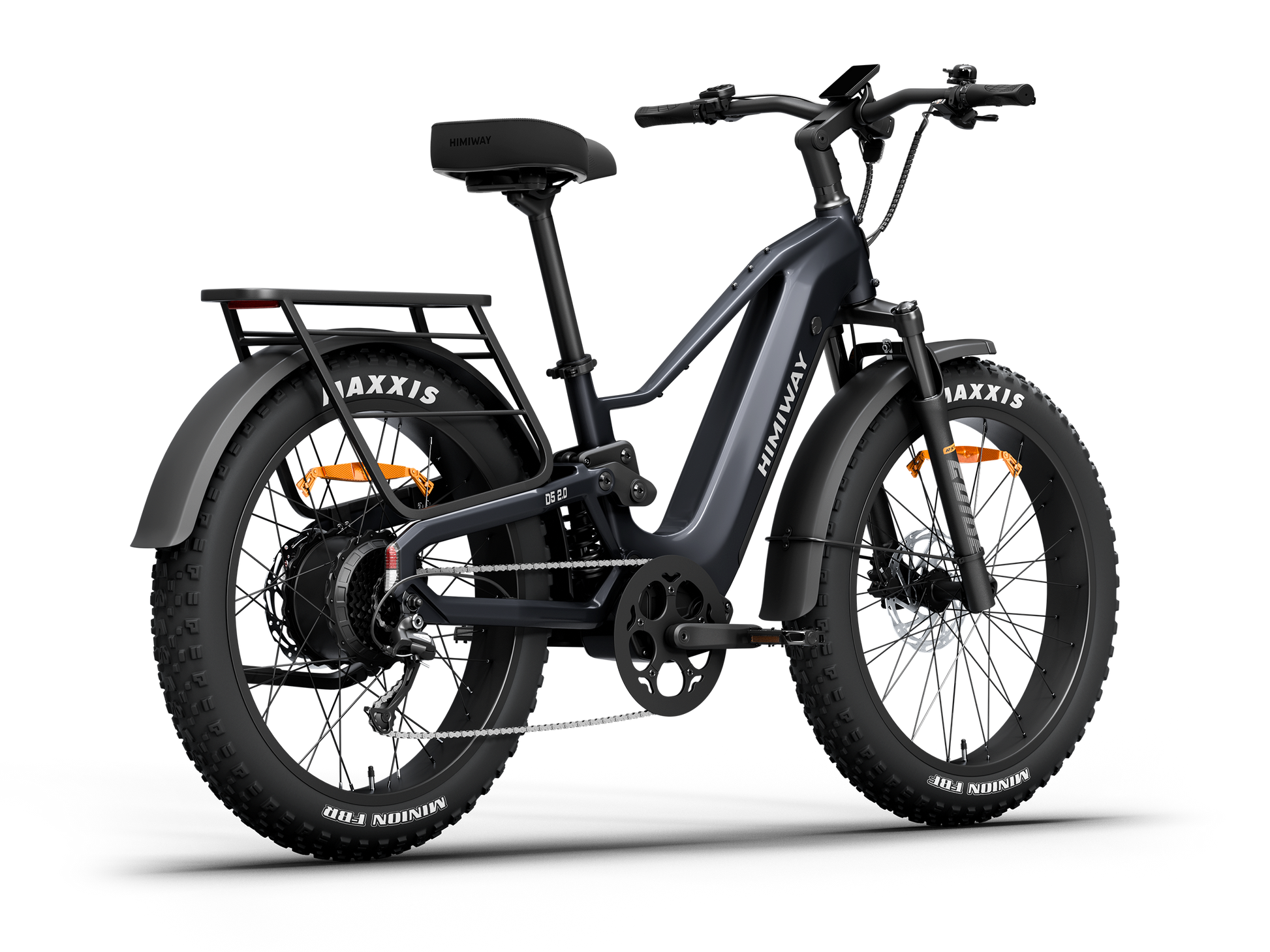 Himiway D5 2.0 Step-Over full suspension fat tire electric bike in Space Grey, rear-right-three-quarter view