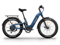 Himiway D5 2.0 Step-thru full suspension fat tire electric bike in Midnight Blue, left side view.