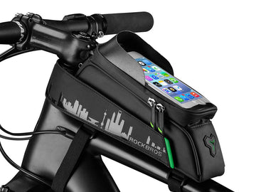 ROCKBROS Bike Phone Mount Bag Waterproof Bike Phone Front Frame Bag under 5.8"/ 6.5"