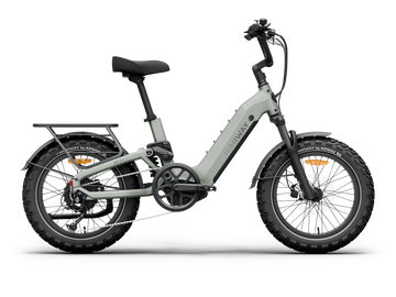 Himiway D5 2.0 20" full suspension fat tire electric bike in Sage, left side view.