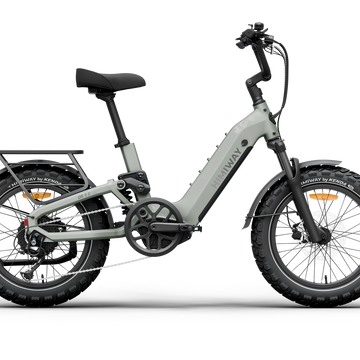 Himiway D5 2.0 20" full suspension fat tire electric bike in Sage, left side view.