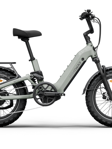 Himiway D5 2.0 20" full suspension fat tire electric bike in Sage, left side view.