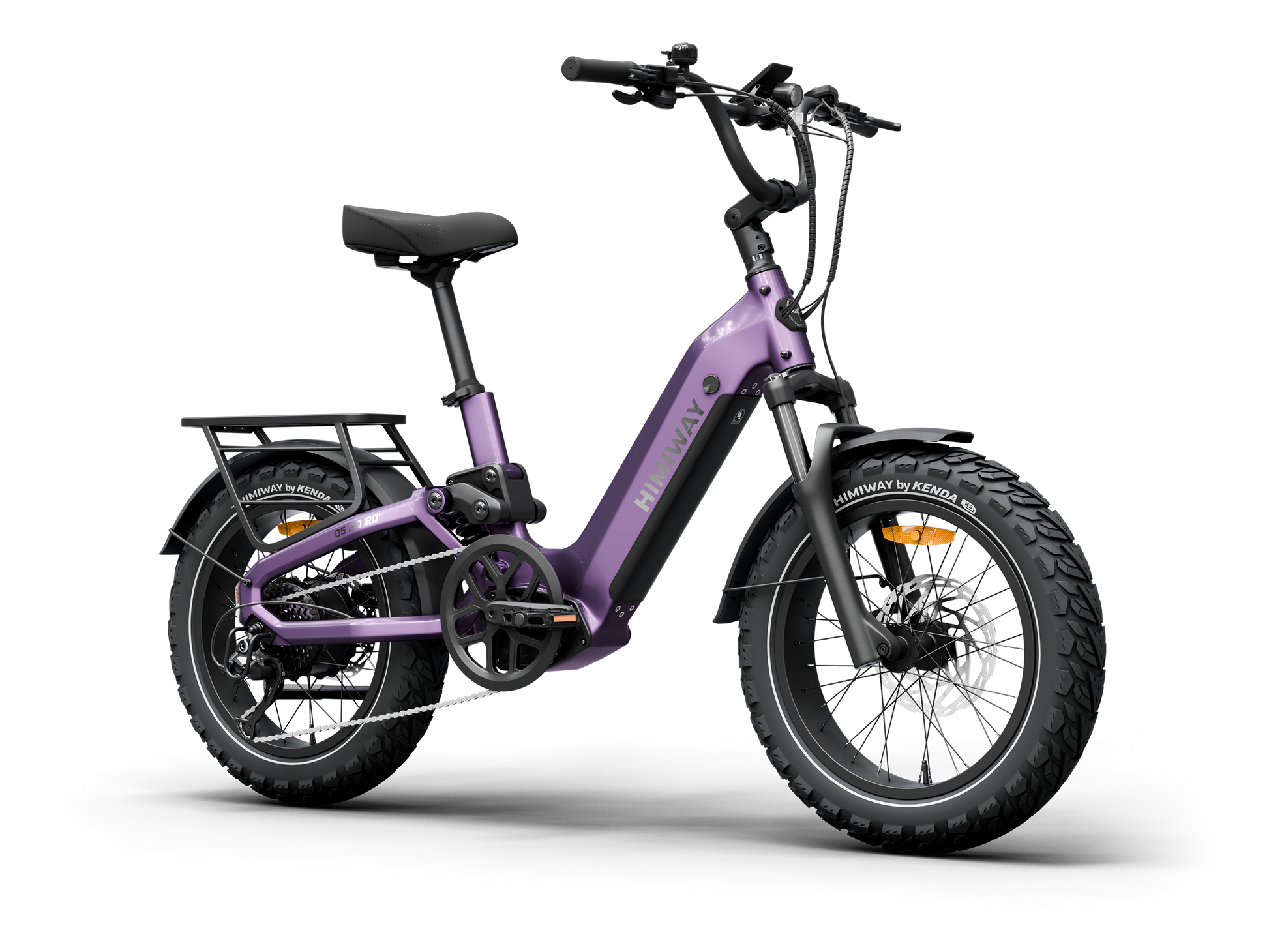 Himiway D5 2.0 20" full suspension fat tire electric bike in Nebula Mist, front Left three-quarter view.