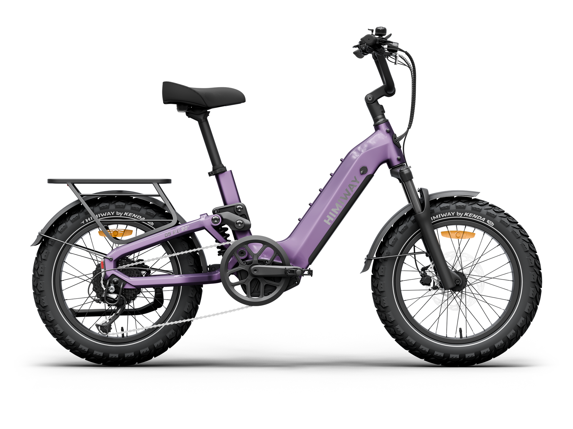 Himiway D5 2.0 20" full suspension fat tire electric bike in Nebula Mist, left side view.