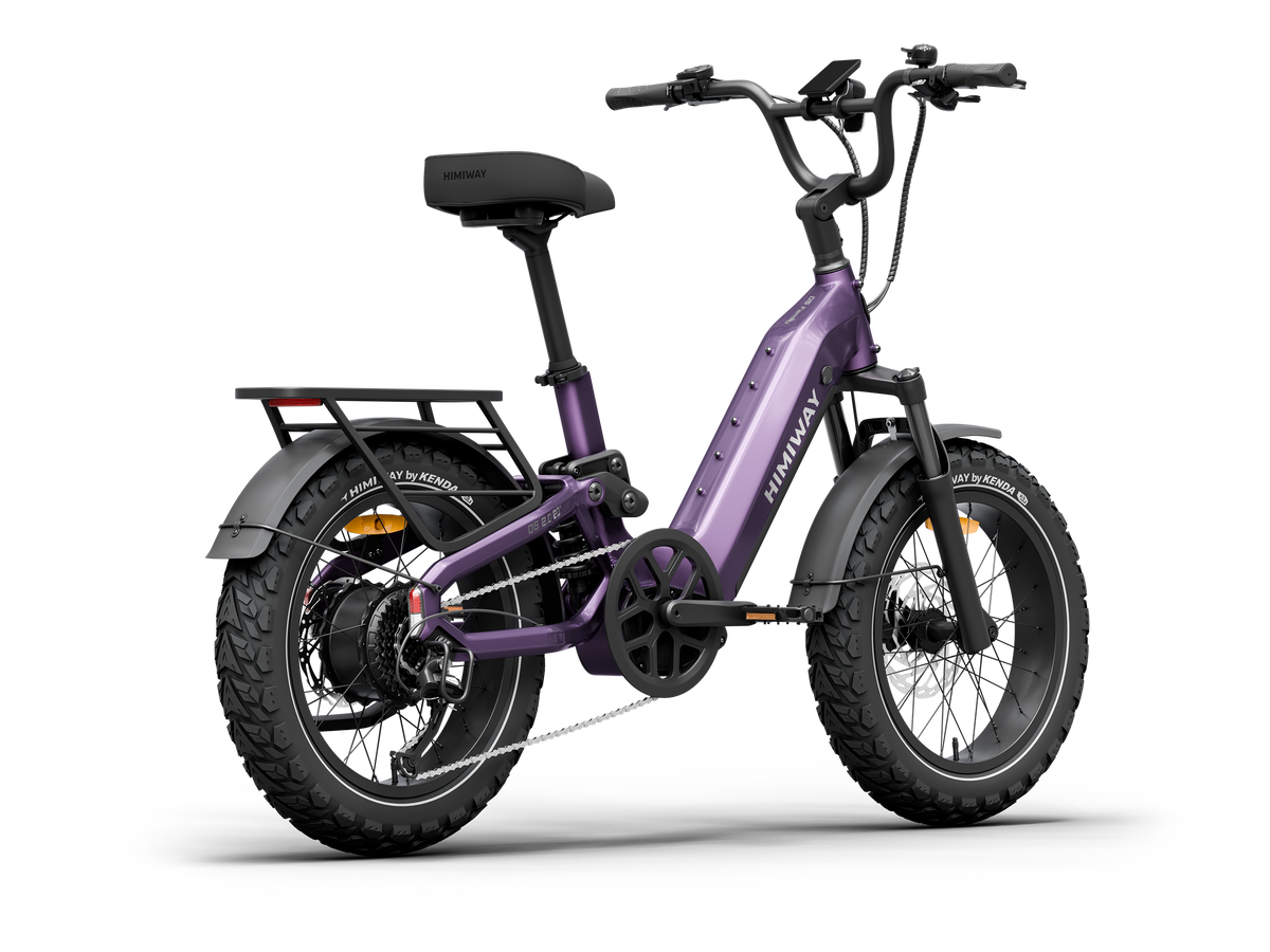 Himiway D5 2.0 20" full suspension fat tire electric bike in Nebula Mist, rear right three quarter view