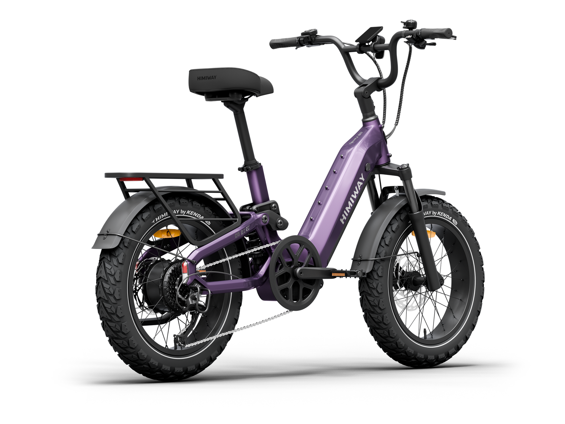 Himiway D5 2.0 20" full suspension fat tire electric bike in Nebula Mist, rear right three quarter view