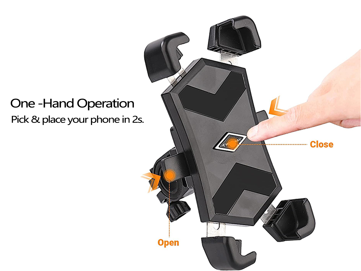 360° Rotatable One-Touch Automatically Lock & Quick Release Phone Holder for 4.5''-7.2'' Cellphone