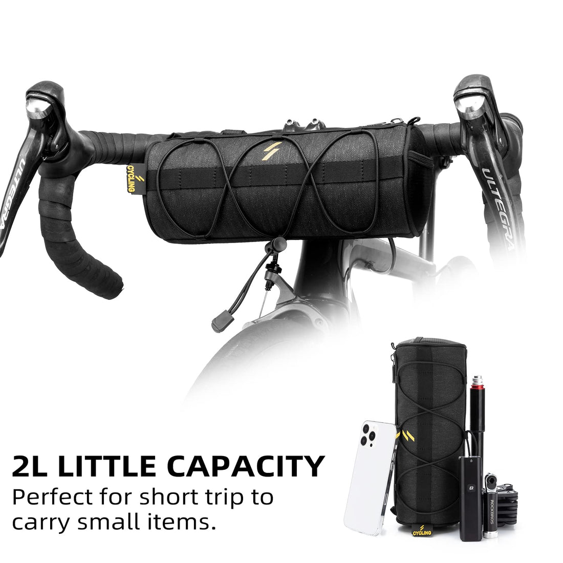 ROCKBROS Small Handlebar Bag Handy Front Bike Storage Pouch with Shoulder Strap Ideal